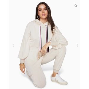 NWT Ramy Brook Tatum Puff Sleeve Sweatshirt M Bone Retail $155